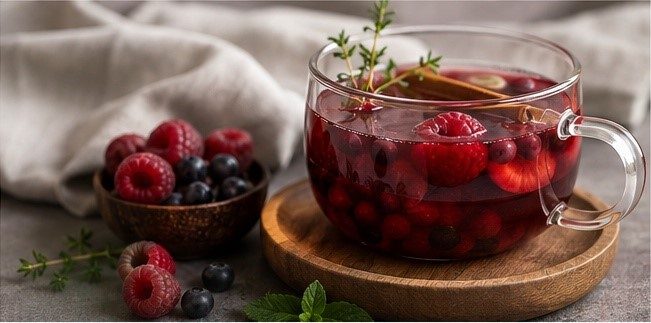 Горячий ягодный напиток с малиной и смородиной