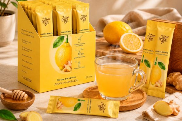 Golden Mix Лимон–имбирь яркий согревающий напиток для прохладного дня